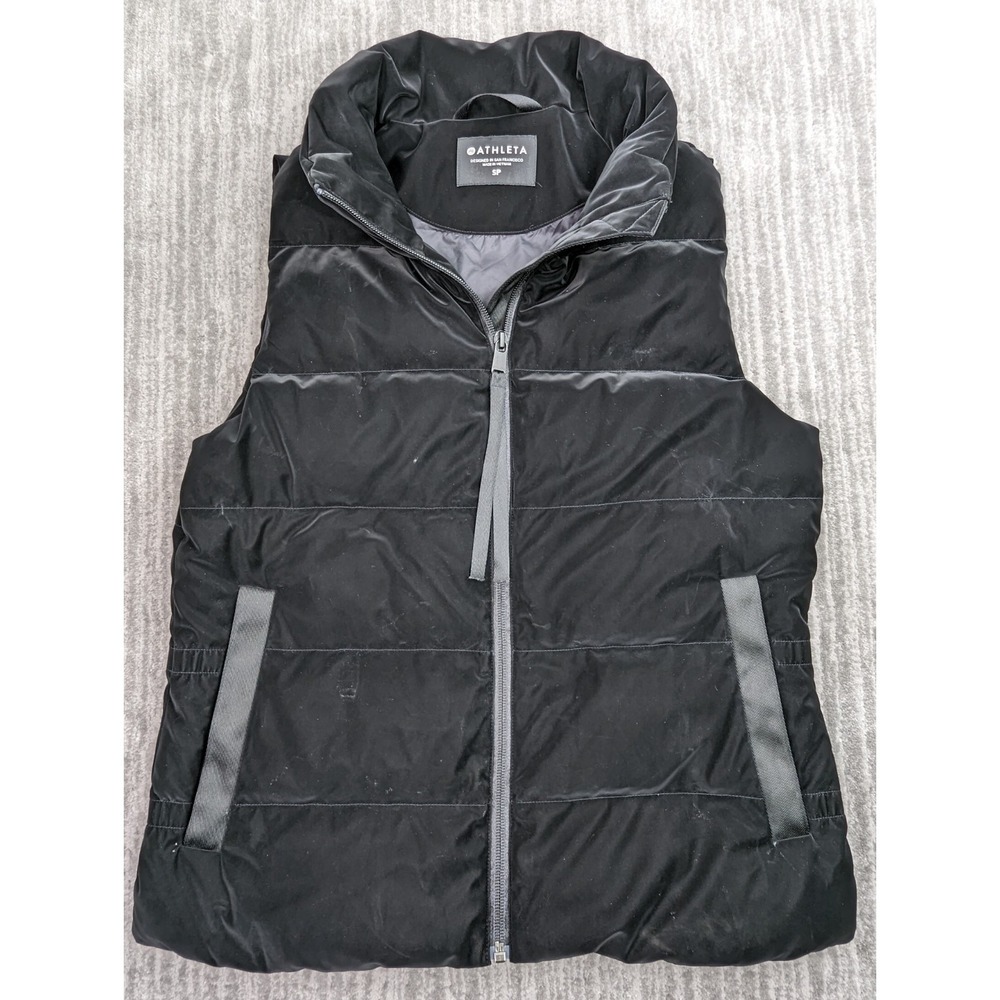 Athleta Downalicious Womens Goose Down Puffer Vest Small Black Quilted Insulated